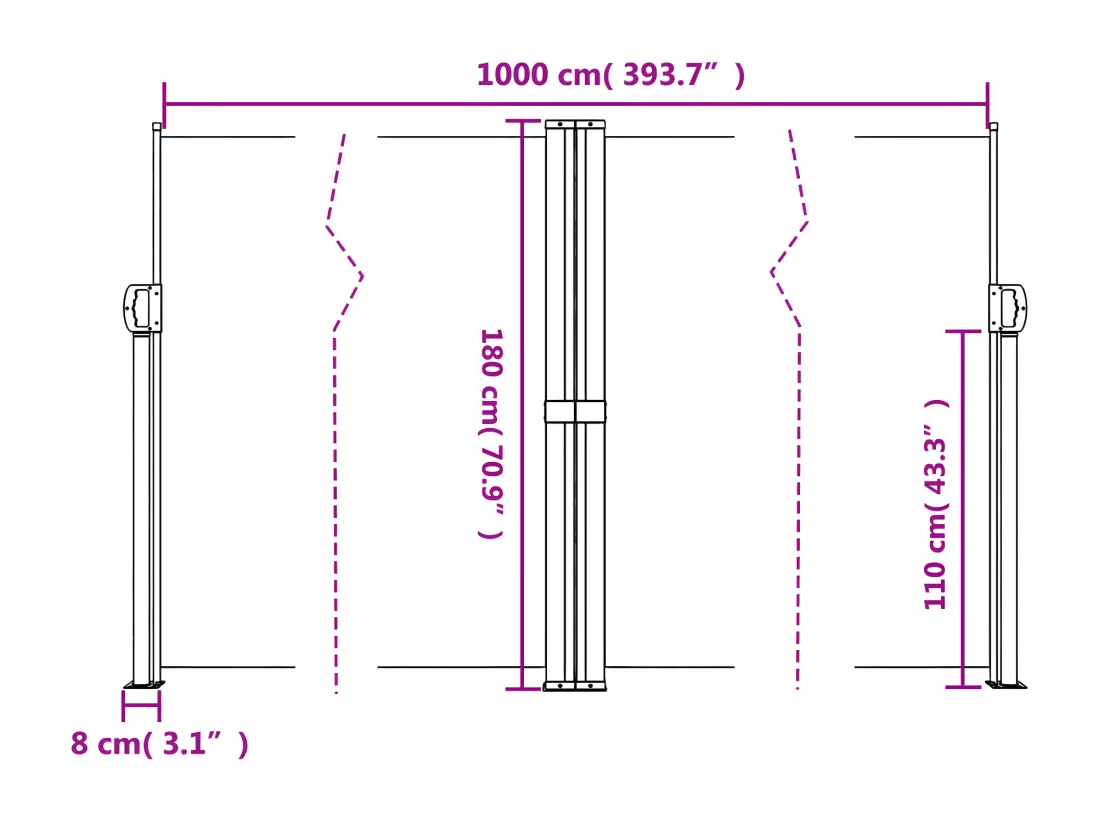 Auvent latéral rétractable anthracite 180x1000 cm