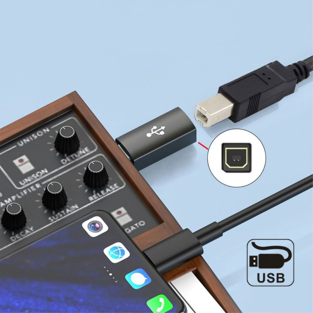 (2er Set) USB A / USB B auf USB B Adapter für Drucker Scanner Festplatten - Grau