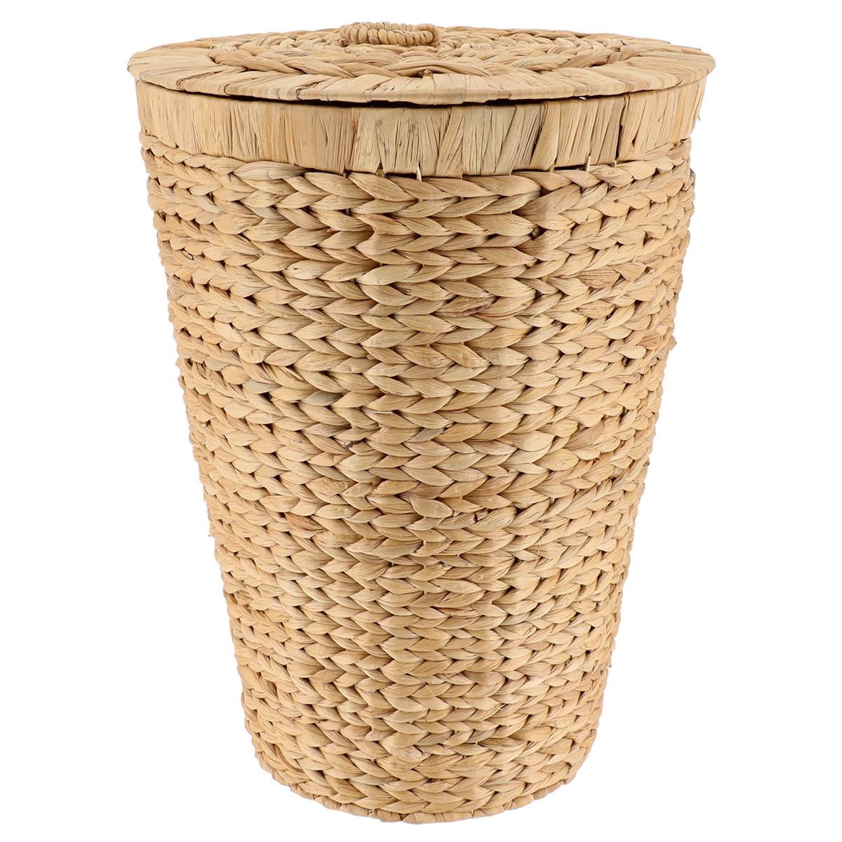 PANIERE RONDE JACINTHE COUVERCLE 40X54CM NATUREL
