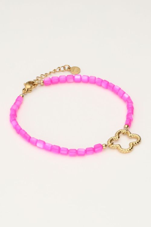 Roze kralen armband met klaver