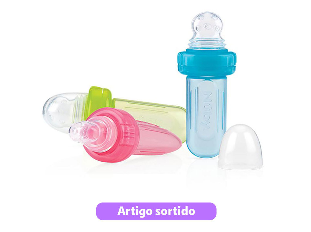 ALIMENTADOR NUBY EM SILICONE  6 MESES 40ML CORES SORTIDAS