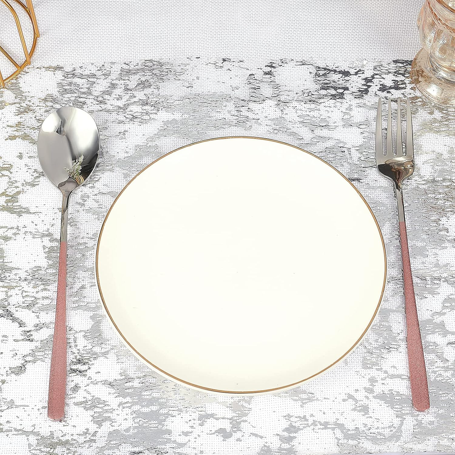 (5mx29cm) Metallic Tischläufer Glänzendes Party Deko Tischtuch Zuschneidbare Tischsets - Silber