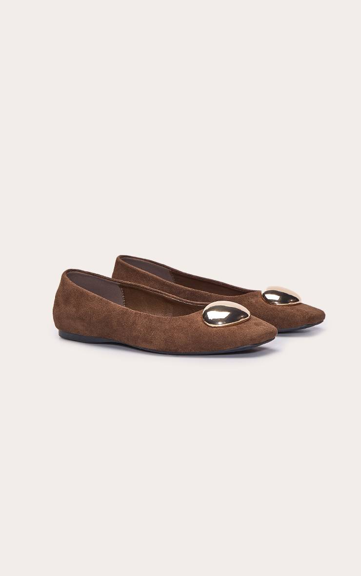 Chocolat Ballerine En Synthétique Avec Détails Dorés