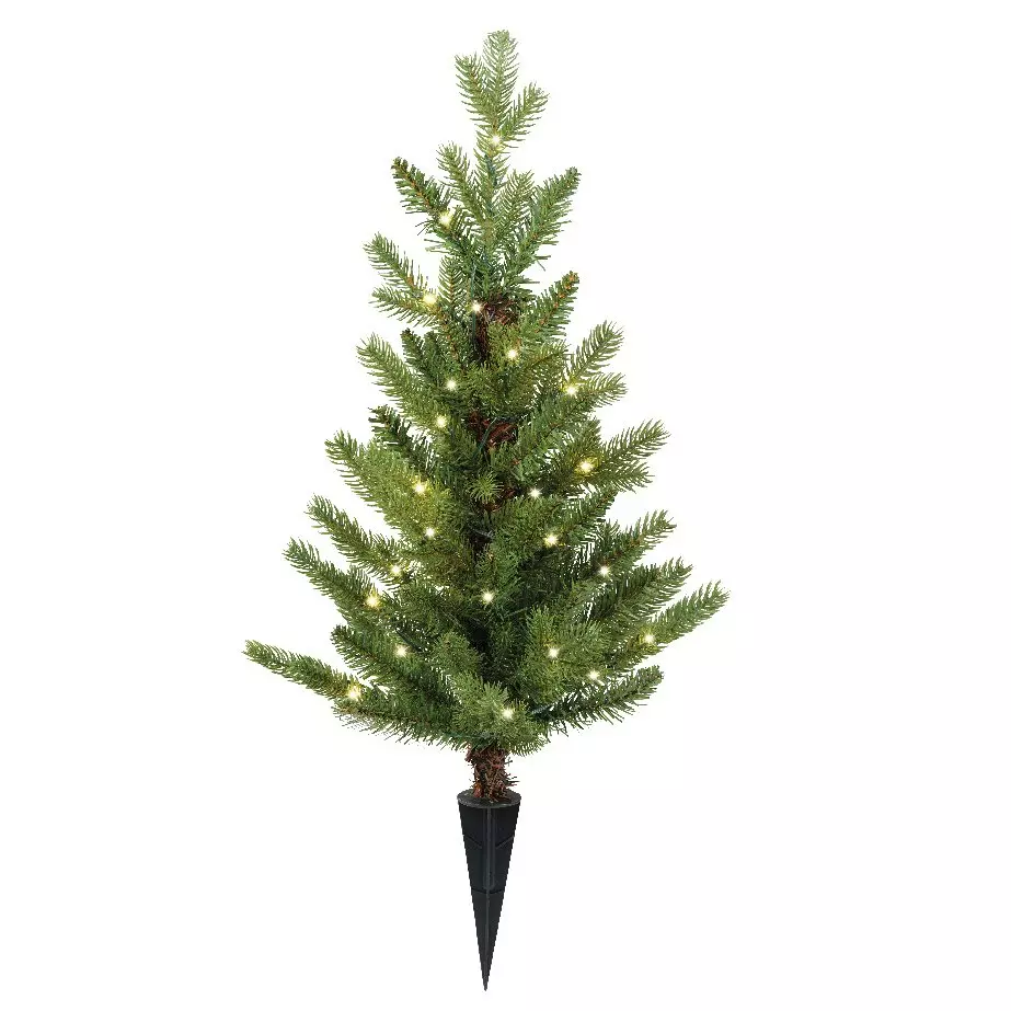 Sapin de Noël artificiel lumineux H60 cm Allix à piquer dans le sol Blanc chaud