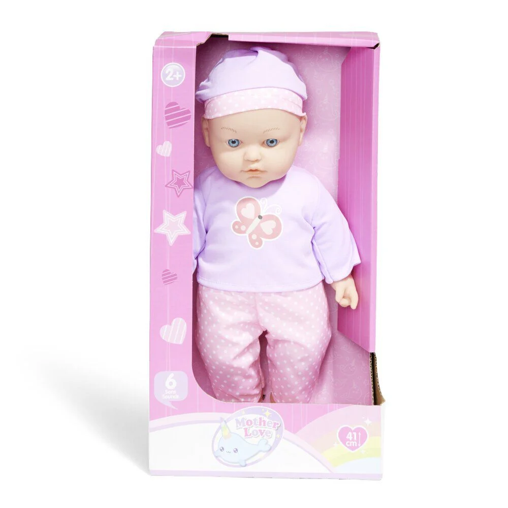 Poupon qui parle rose et violet 6 sons - 2 modèles