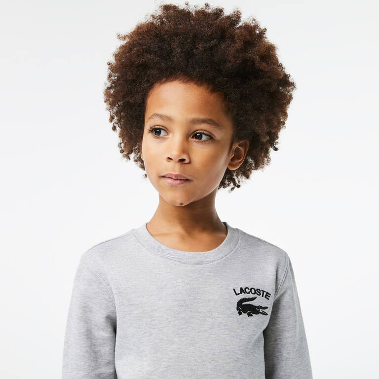 Sweatshirt garçon Lacoste à col rond finitions bord-côtes Pullovers & Sweatshirts - Gris - Lacoste - Garçon