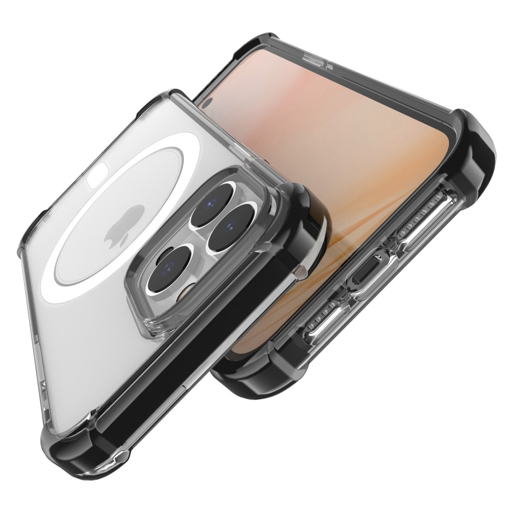 iPhone 14 Pro MagSafe Hybrid Hülle TPU Bumper Acryl Rückseite Air Cushion Fallschutz - Schwarz / Transparent