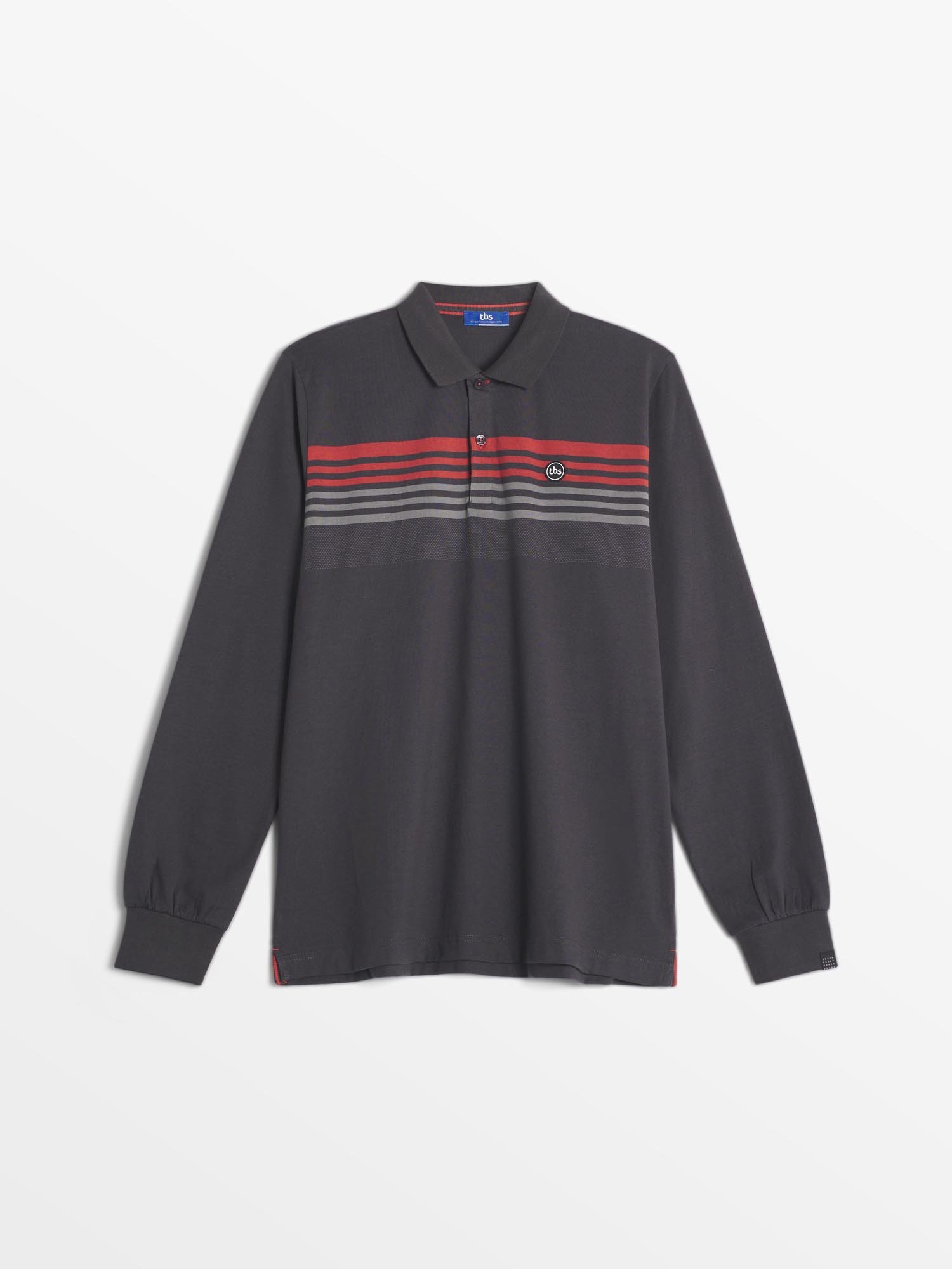 Polo Homme Rayures Poitrine Gris