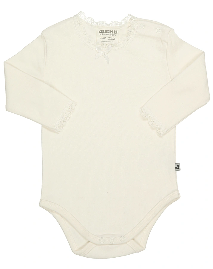 Langarm-Body SPITZENBORTE in offwhite