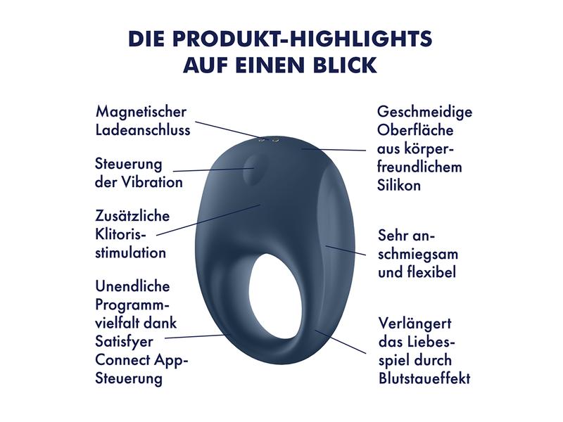 Satisfyer Penisring Strong One Vibrator Hochwertiges Sextoy aus geschmeidigem und dehnbarem Silikon