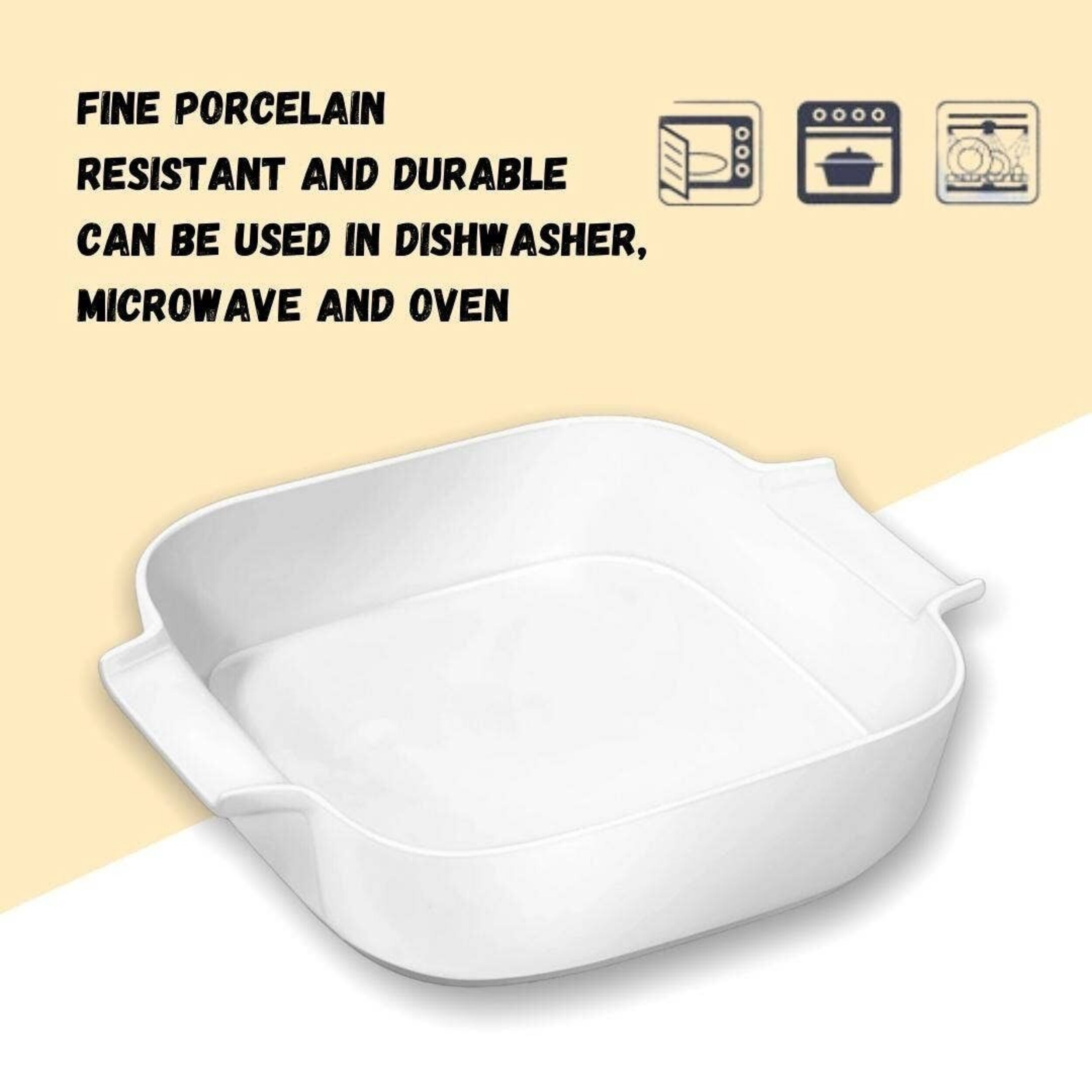 Backformen mit Griff – Hochwertiges weißes Porzellan, 780 ml, ideal zum Kochen
