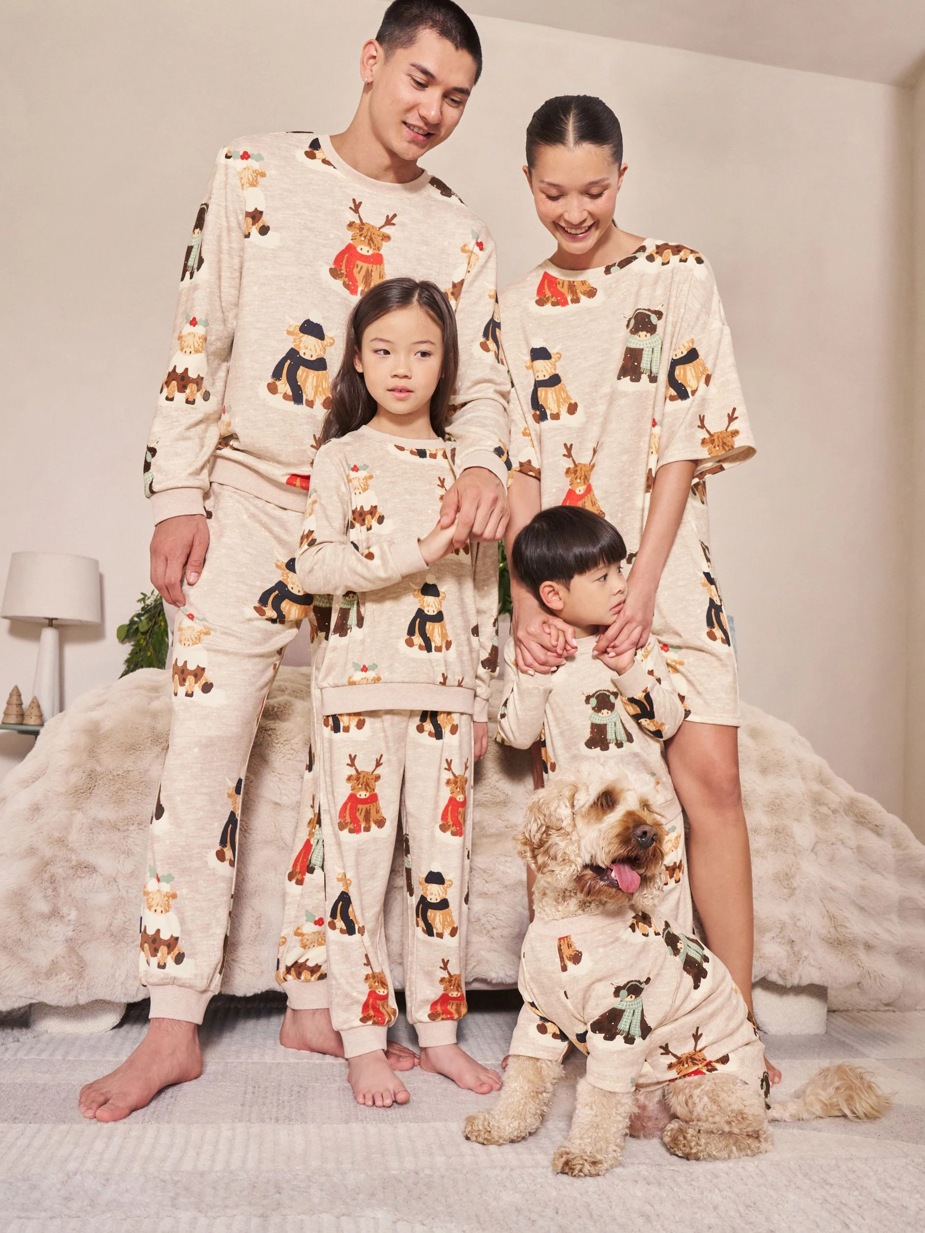Havermout Hamish The Highland Cow - Matching Family Kerstmis Behaaglijke Pyjama's met Lange Mouwen (9mnd-16jr)