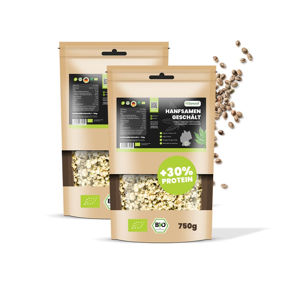 SANUUS® Bio Hanfsamen geschält 2x750g regional aus Bayern