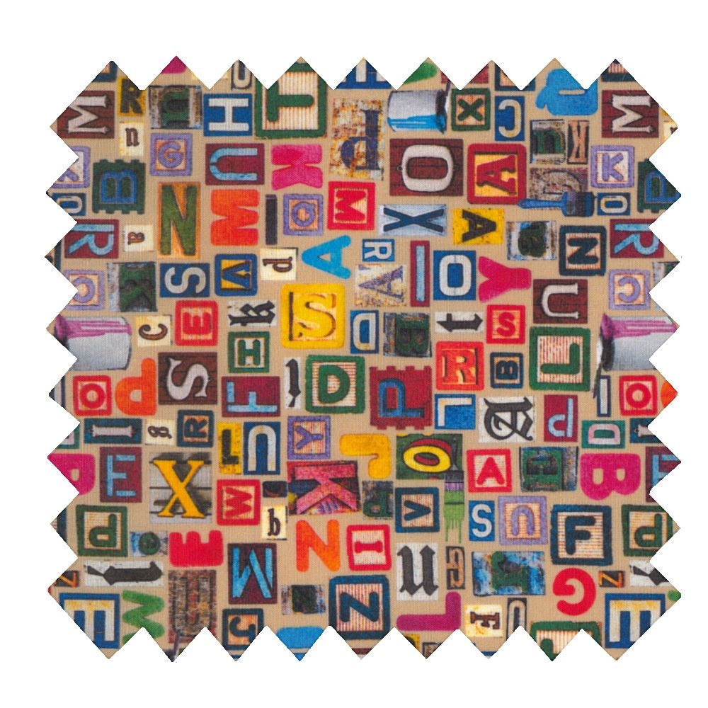 Tissu Coton Au Mètre Lettres Multi