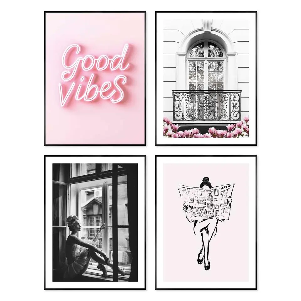 Set poster met lijst - Good Vibes