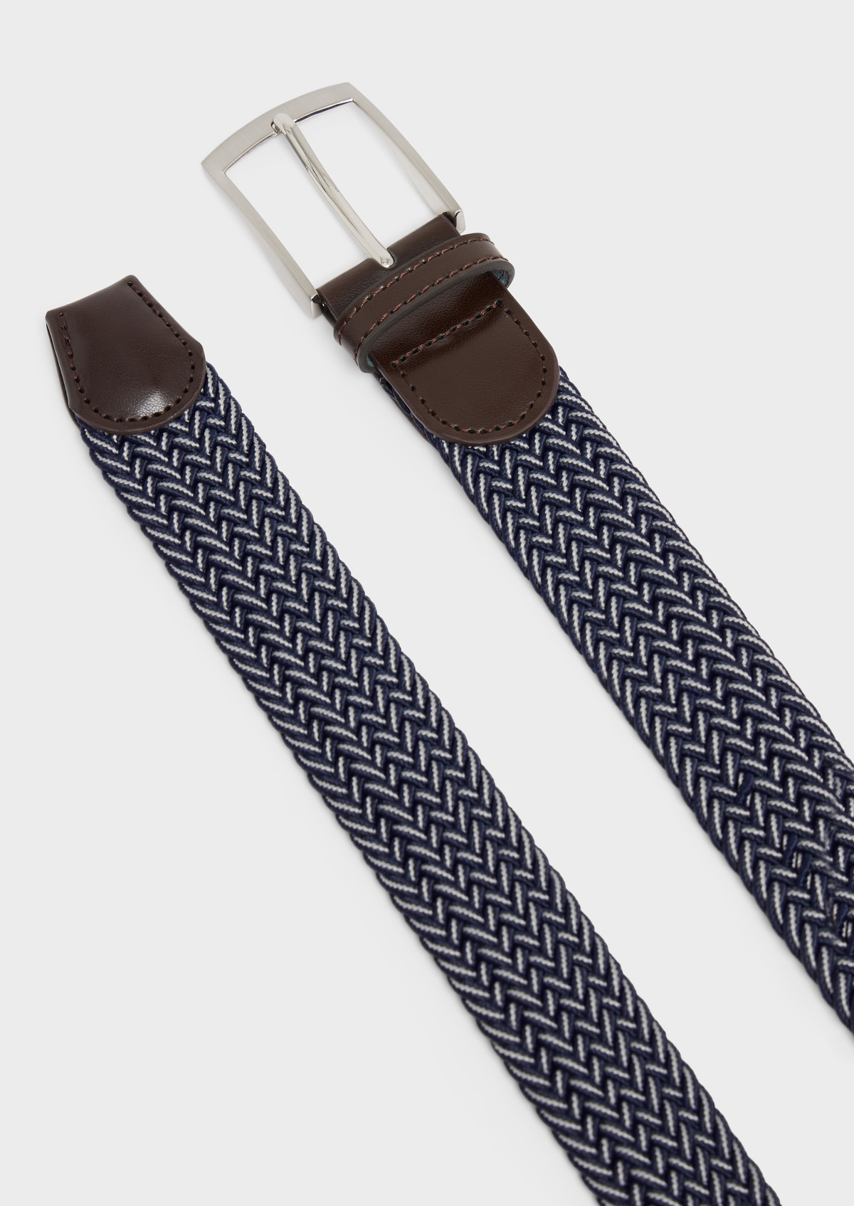 Ceinture tressée bleu jeans et blanc