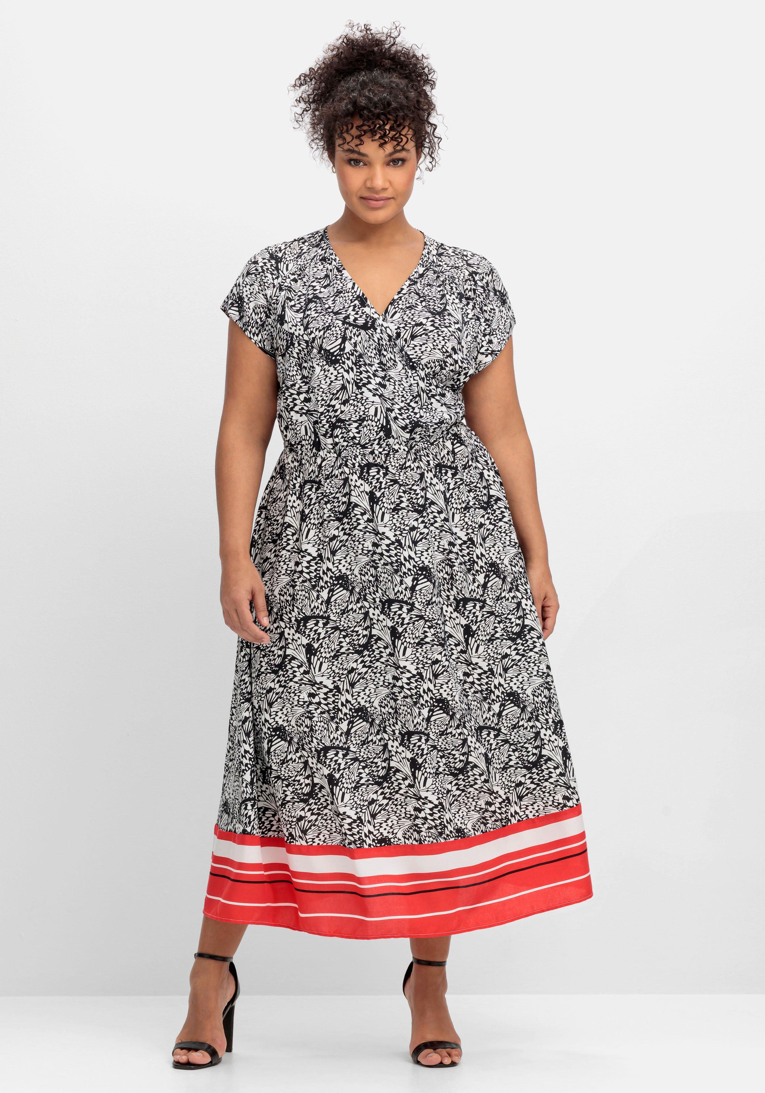 Kleid in Wickeloptik, mit Alloverdruck