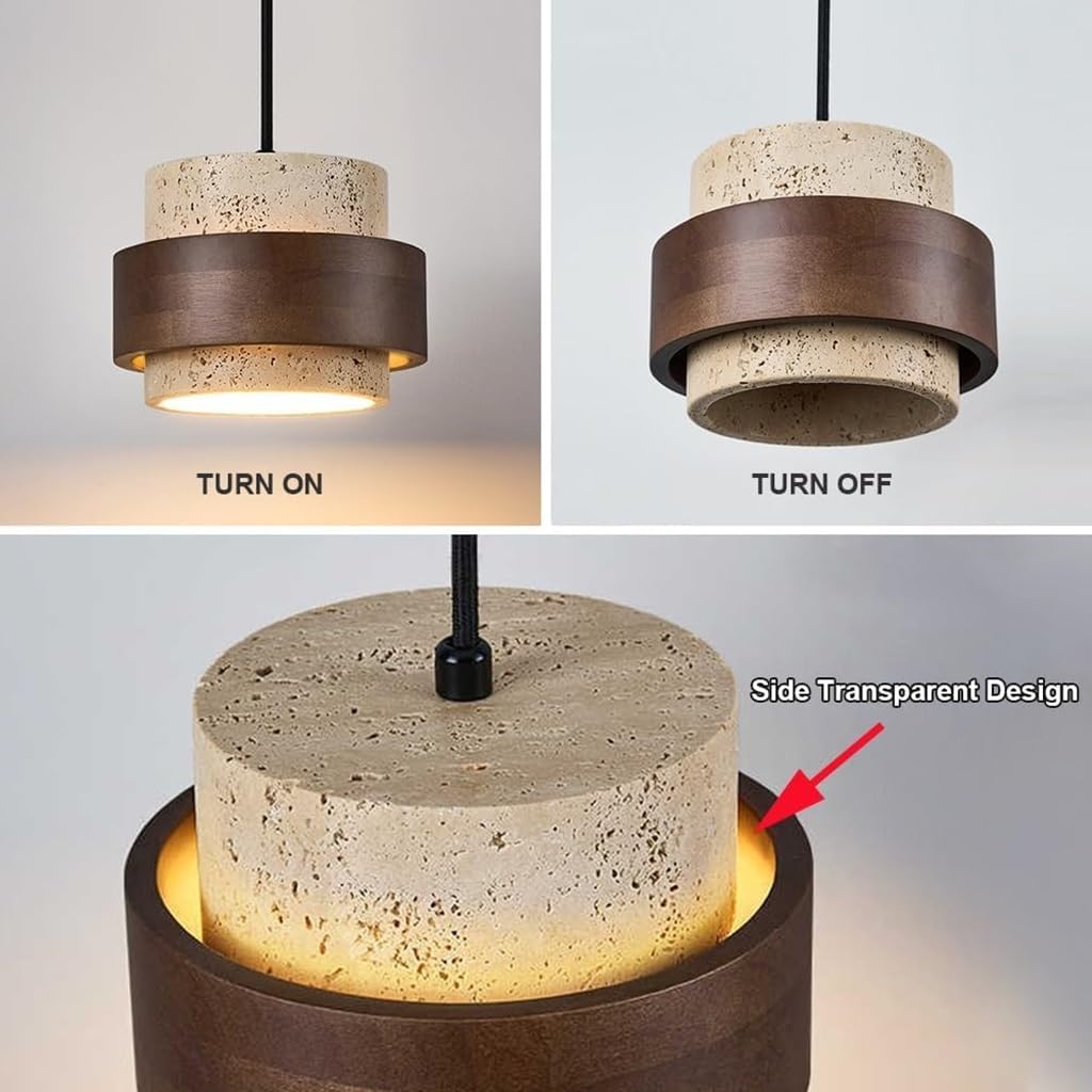Esstisch-Hängeleuchte Japanische Wabi Sabi Pendelleuchte Retro Gelbe Stein Hängelampe Natur Travertin Vintage Pendellampe For Esszimmer Kücheninsel Schlafzimmer Wohnzimmer(3heads)