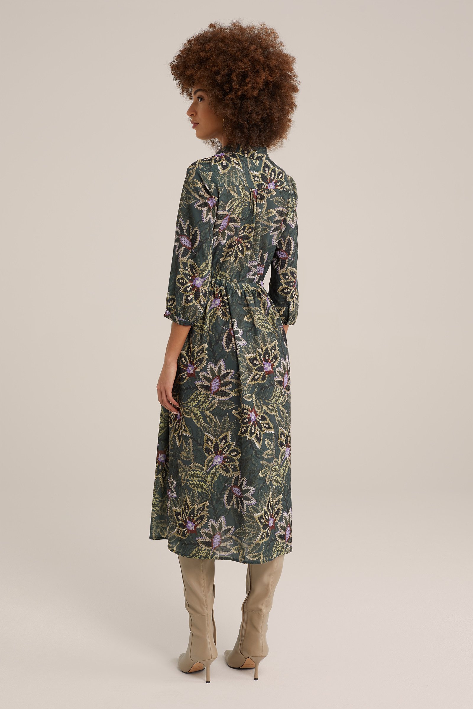 jurk met dessin WE Fashion Donkergroen