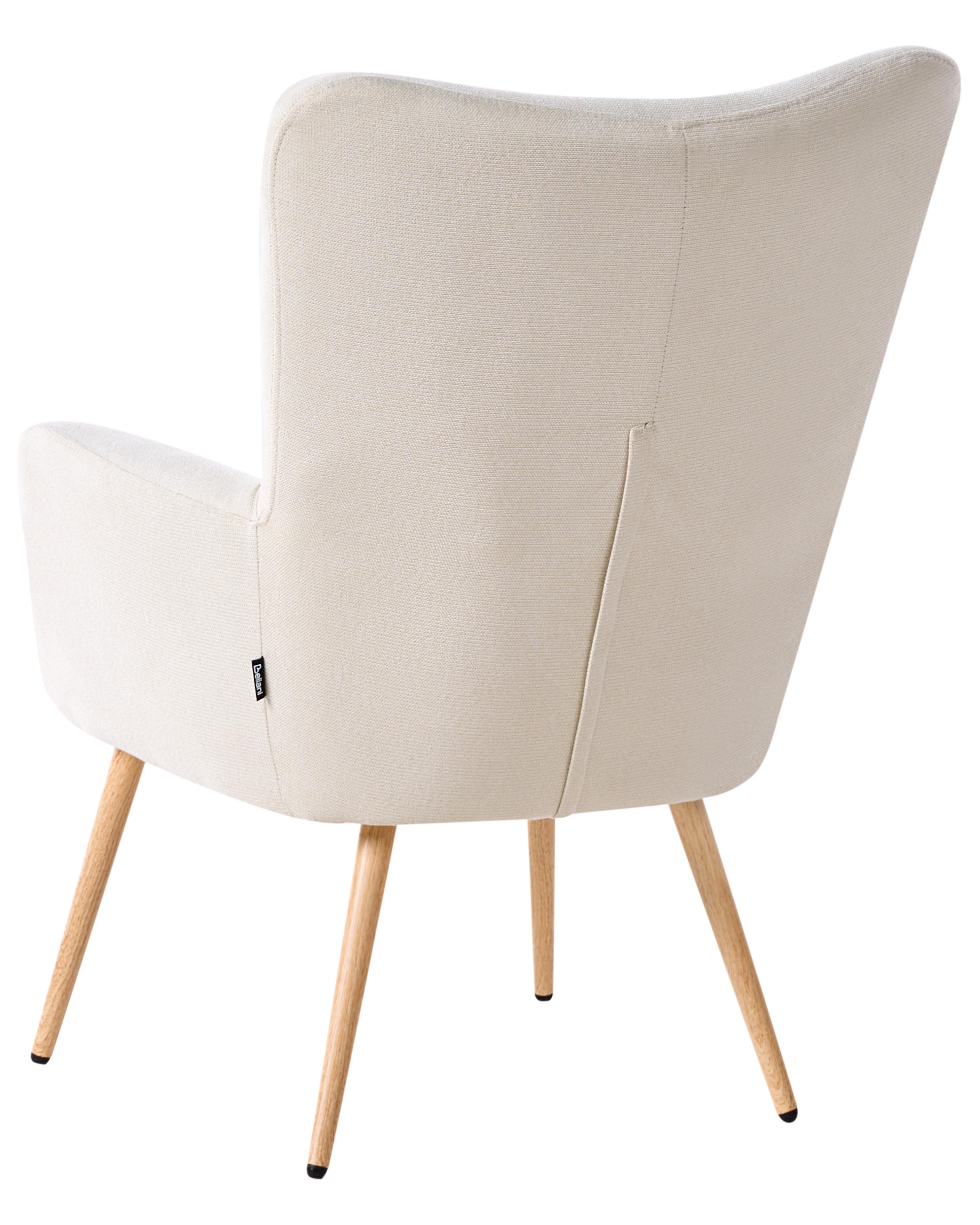 Oorfauteuil VEJLE met voetenbank Stof Lichtbeige