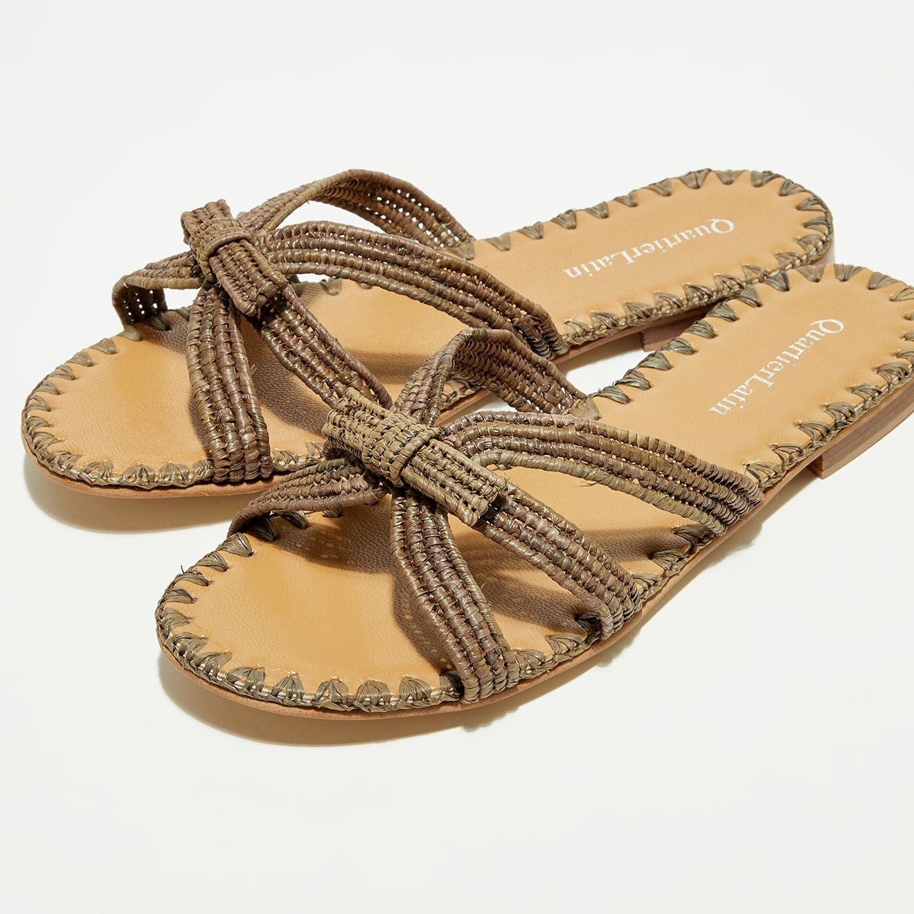 Quartier Latin Mules en Raphia kaki