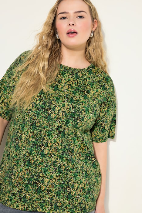T-Shirt, Rundhals, kleiner Paisley Print