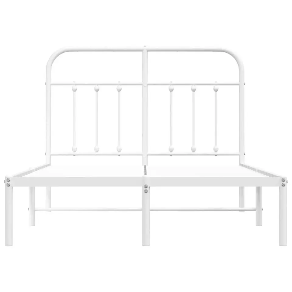 vidaXL - Bed frame met hoofdbord - Wit - Metaal - 120x200 cm