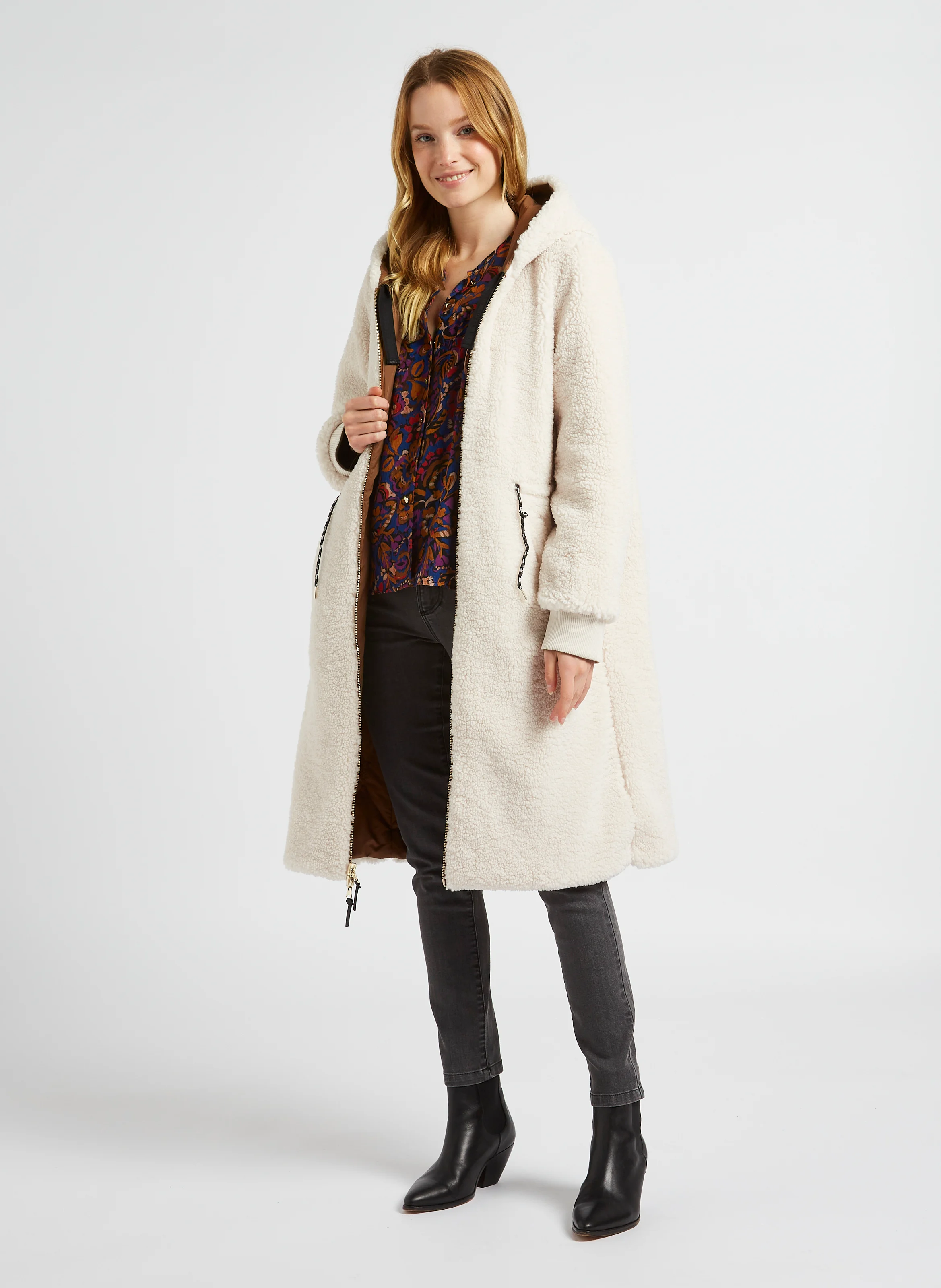 Parka fourrée à capuche| Blanc