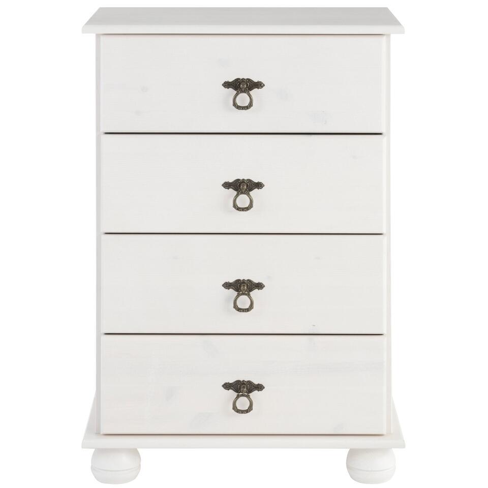 Finca - Commode met 4 laden wit gelakt grenen