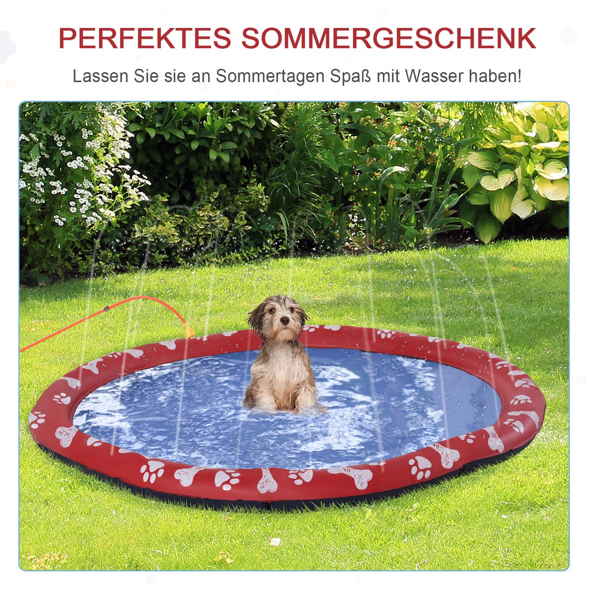 PawHut Hondenzwembad, Ø170 cm, Kunststof, Rood