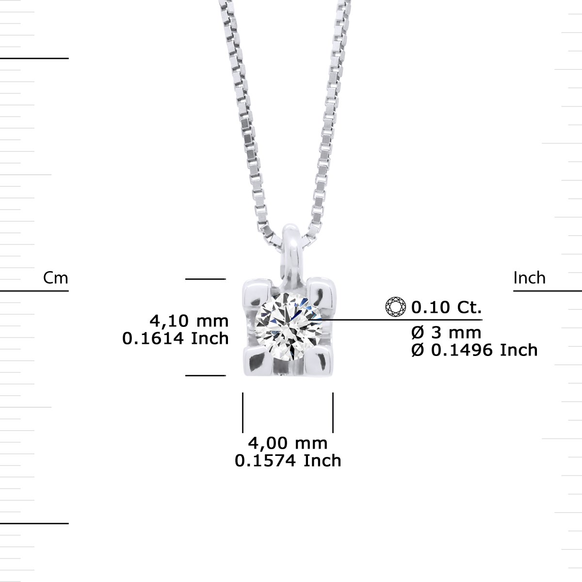 Collier Solitaire Diamant 0,10 Cts Or Blanc