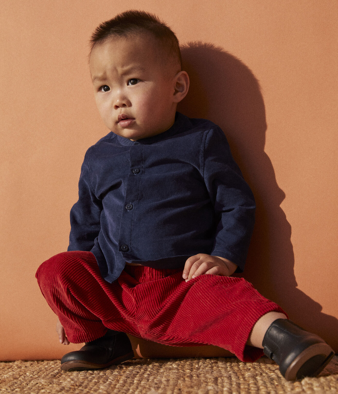 Chemise manches longues bébé en velours extra fin