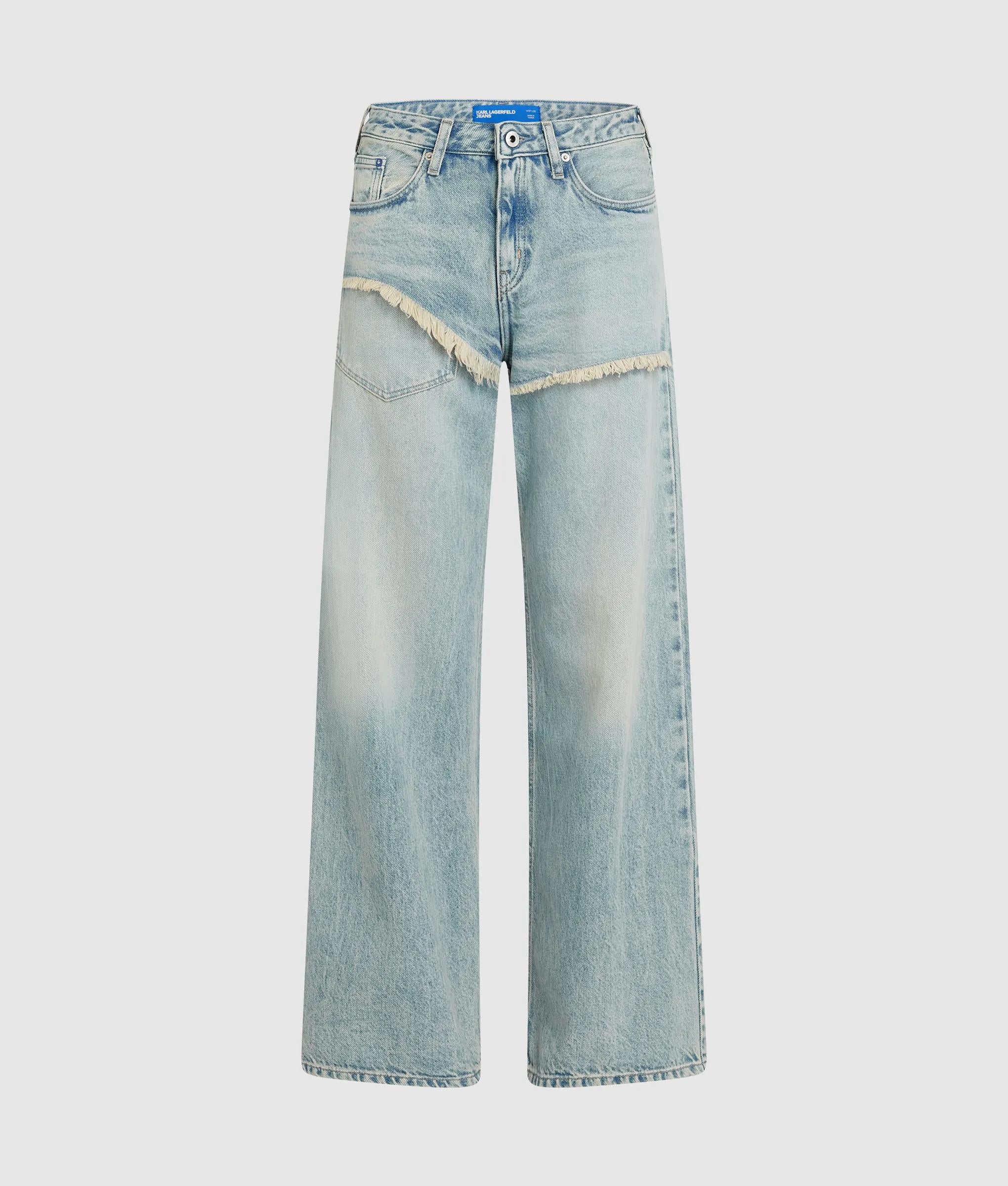 Gerafelde relaxed jeans met middelhoge taille