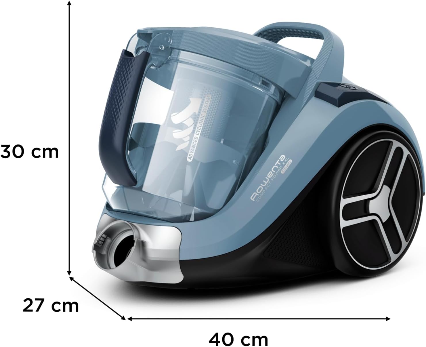 Rowenta Compact Power XXL Bodenstaubsauger 2,5 Liter-Fassungsvermögen, kompaktes Design, EffiTech Motor, einfach zu entleeren, Staubsauger starke Saugleistung, 6,2-Meter-Netzkabel, blau, RO4871EA