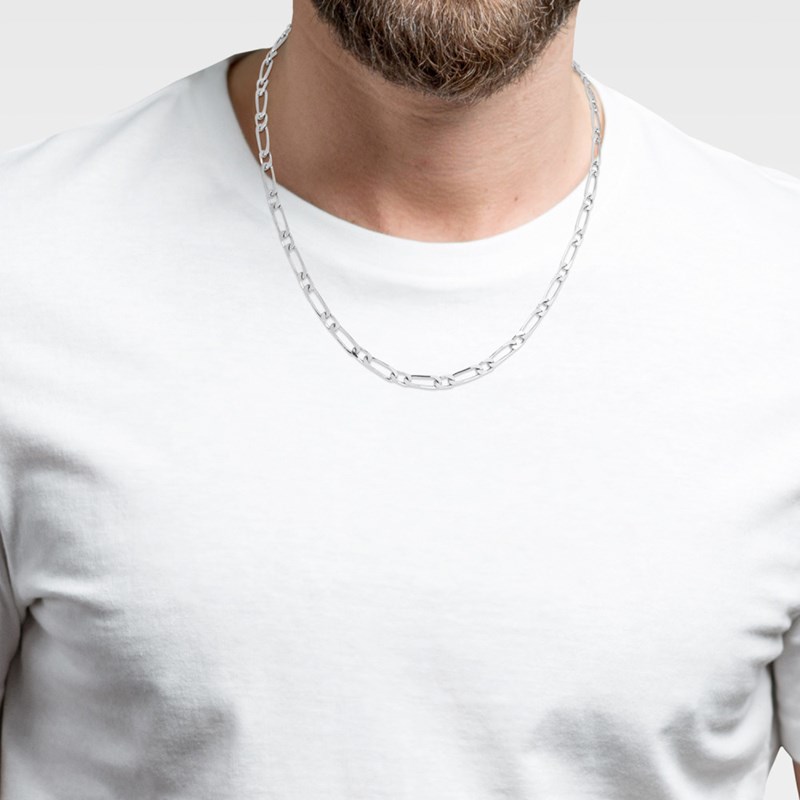 Chaine Homme - Argent 925 - Cheval alternée 1+1 - Largeur : 4 mm - Longueur : 50 cm