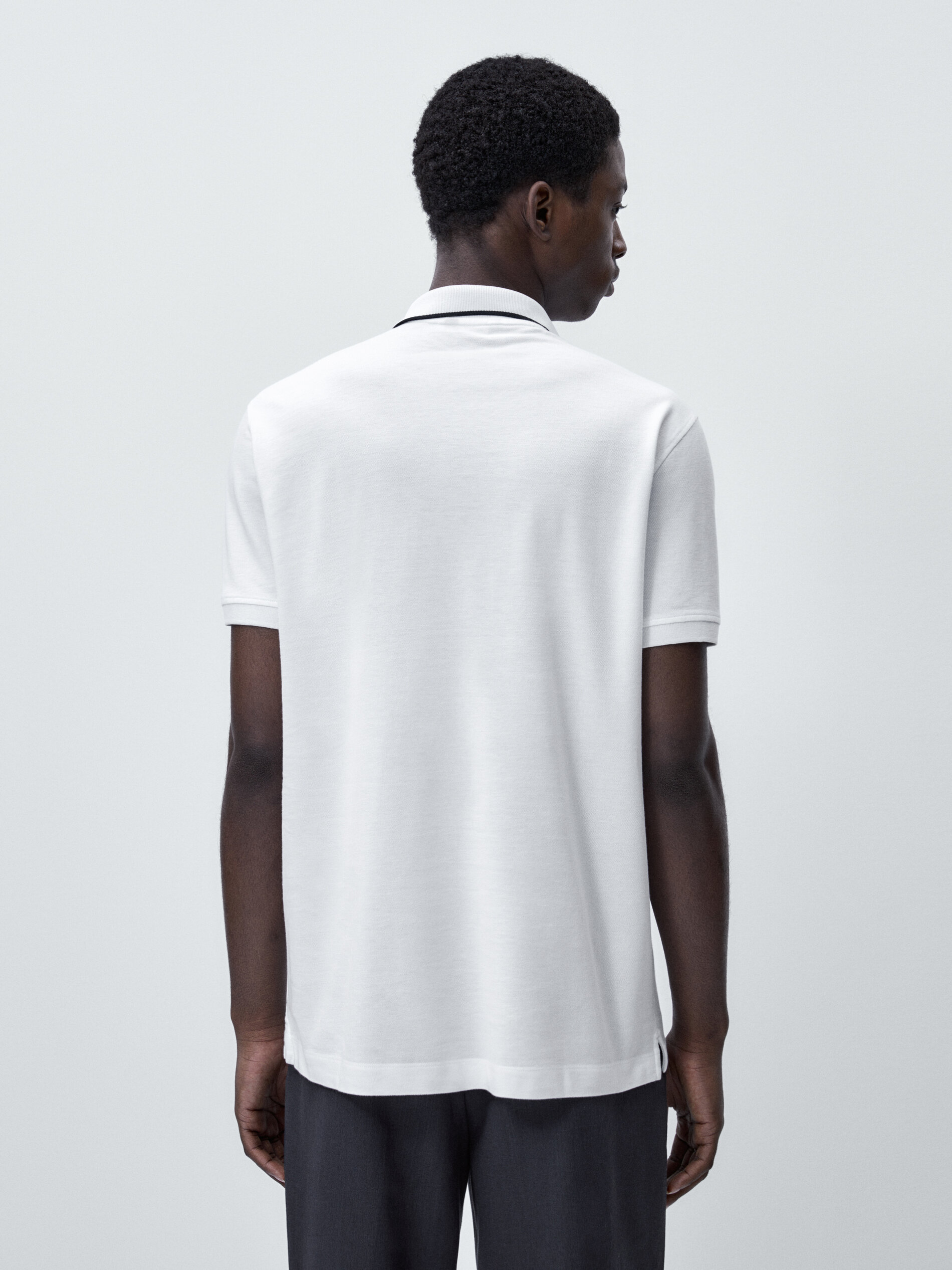 Cuello Camisa polo manga curta contrastante - BLANCO