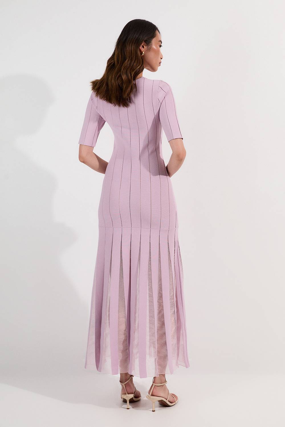 KarenMillen Robe midi en maille à jupe complète en fil de viscose mélangée