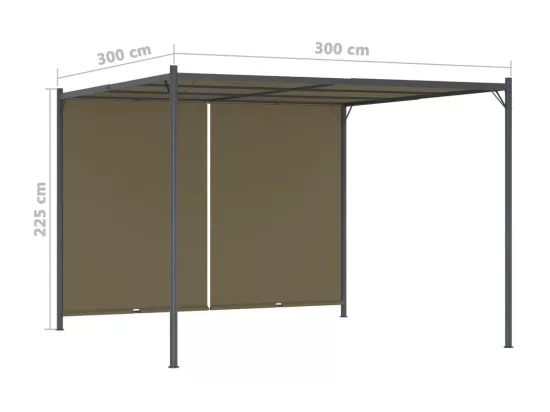 Pergola de jardin avec auvent rétractable 3x3 m Taupe 180 g-m²