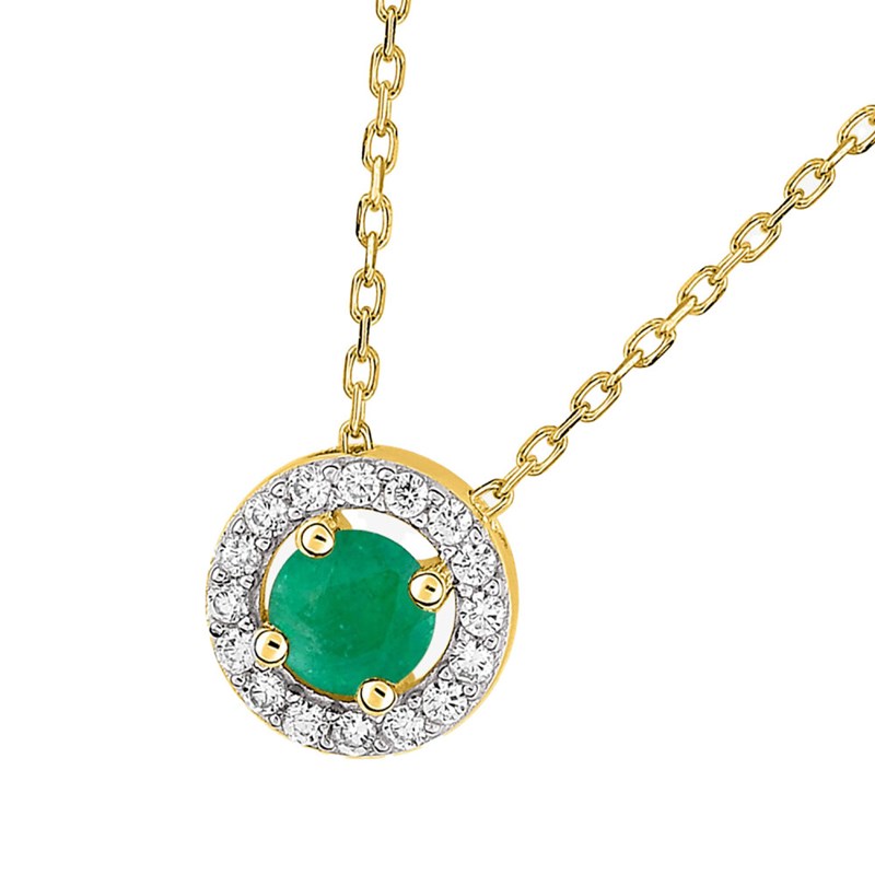 Collier Femme - émeraude - Or 18 Carats - Longueur : 42 cm
