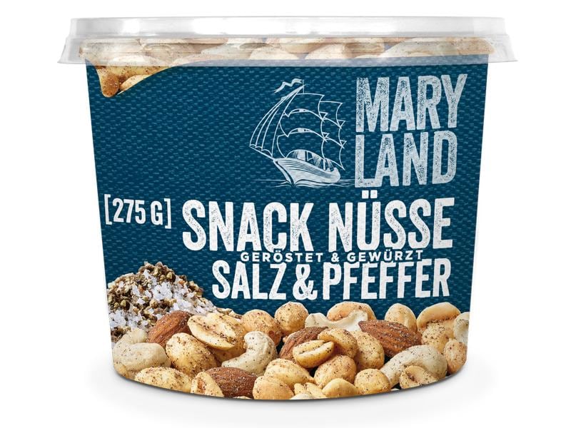 Maryland Snack Nüsse Salz & Pfeffer 275 g Mix aus gerösteten Erdnüssen, Mandeln und Cashews