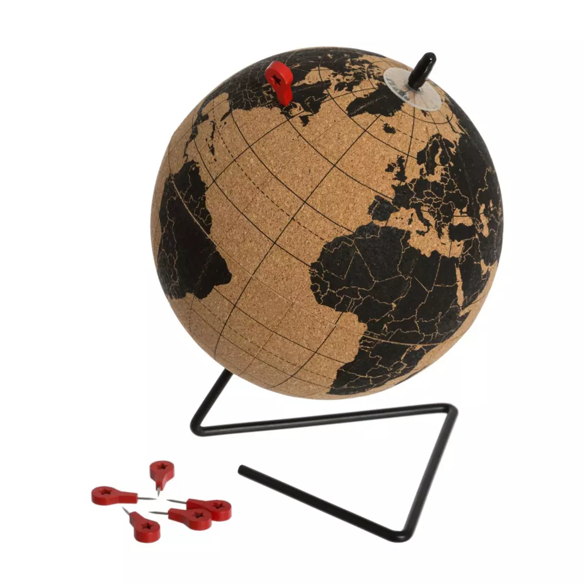 Globe terrestre (H19 cm) Liège Noir