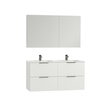 Tiger badkamermeubel Studio 120cm hoogglans wit/matwit met platte RVS greep