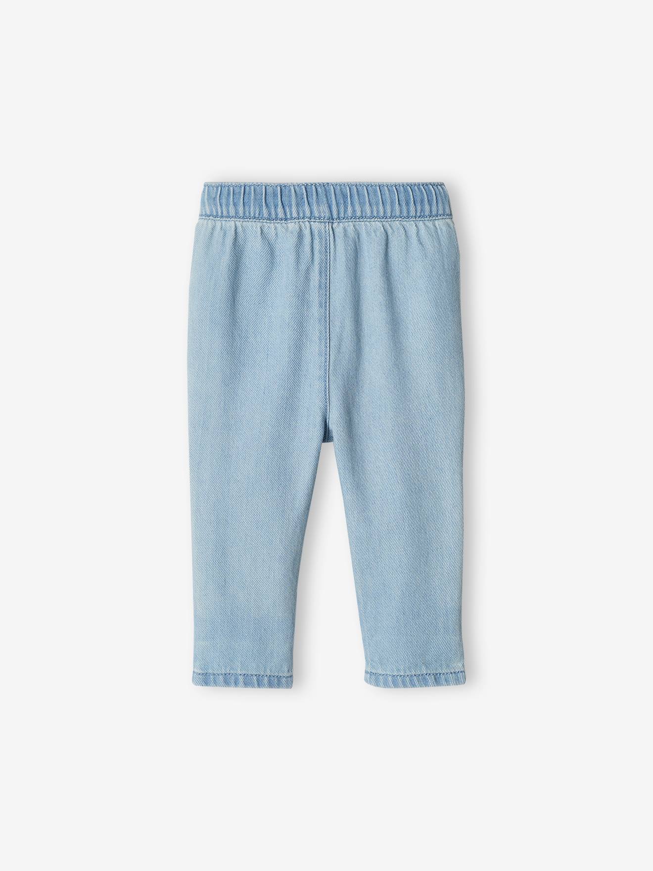 Calça jeans leve para bebê, jeans desbotado