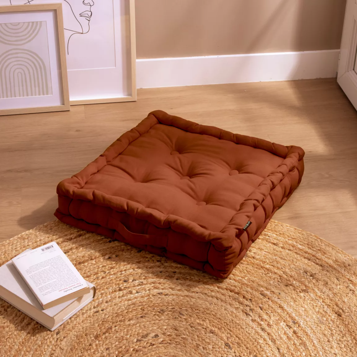 Coussin de sol coton (50 x 50 cm) Pixel Terracotta
