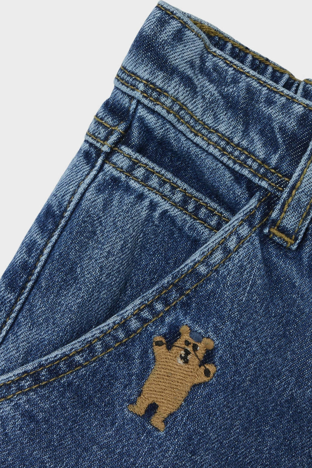 NAME IT tapered fit jeans NMMSILAS met all over print en borduursels dark blue denim