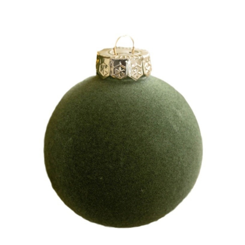 (4er Set) Ø8cm Christbaum Schmuck Samt Weihnachtskugeln Tannenbaum Aufhänger Home Deko - Braun / Grün / Rot
