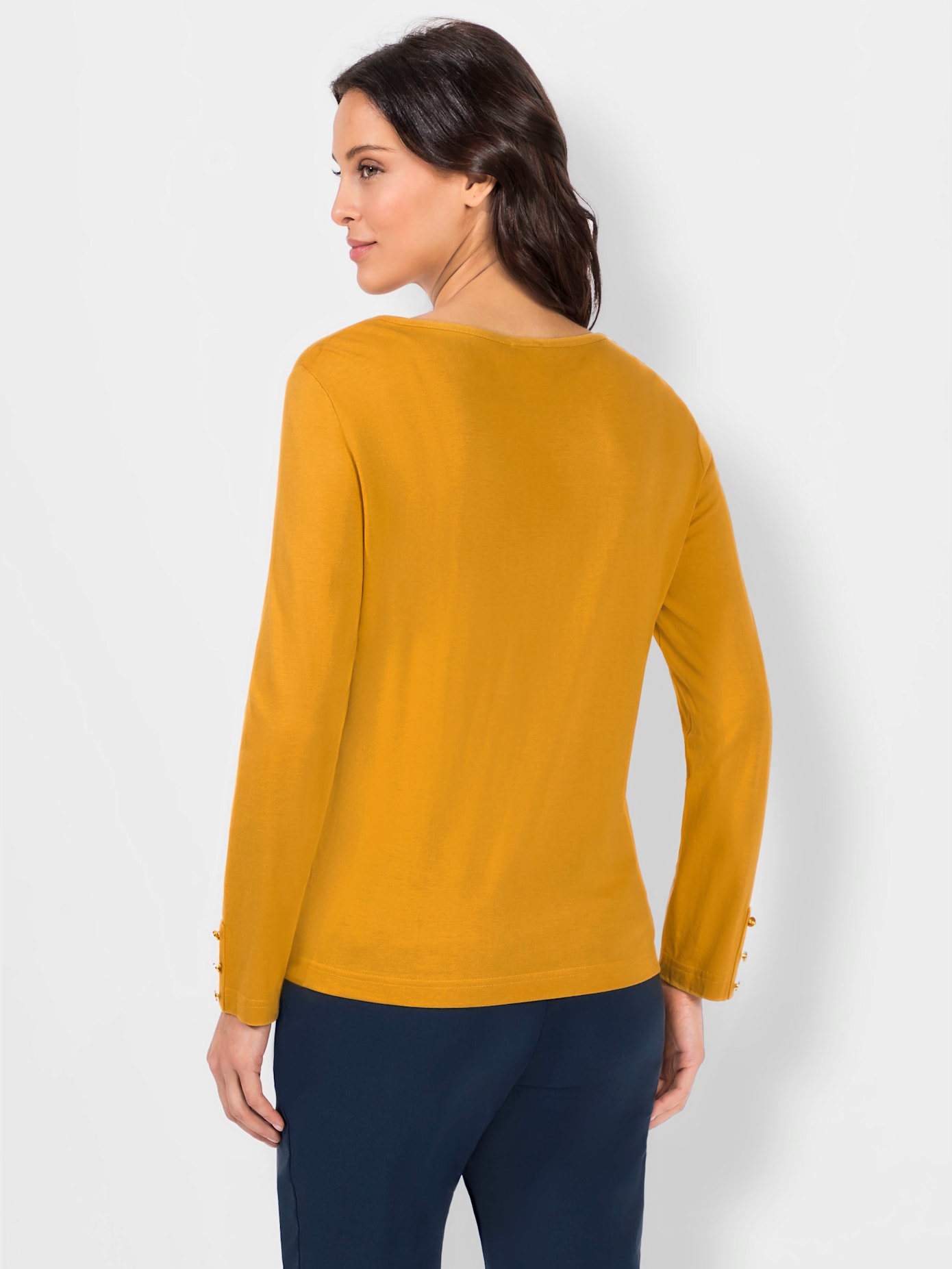 T-shirt modal col rond applique métallique manches longues