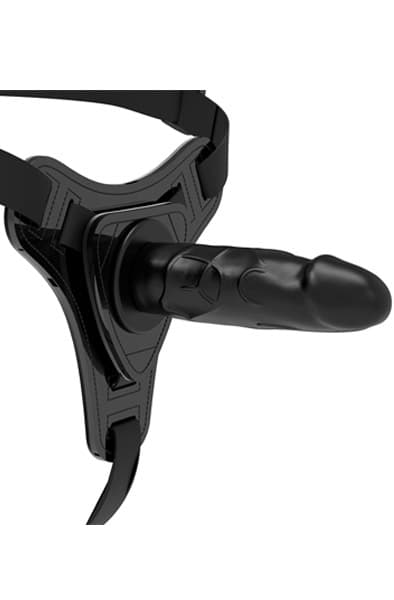 Silicone Strap-On Realistic Black 16 cm Strap-on med sele