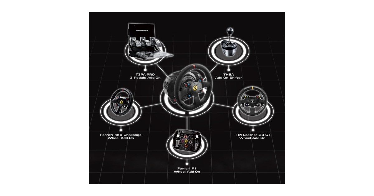 ThrustmasterT300 Ferrari Racing Wheel Alcantara Editie stuur  (Zwart, Pc, PlayStation 3, PlayStation 4, PlayStation 5)
