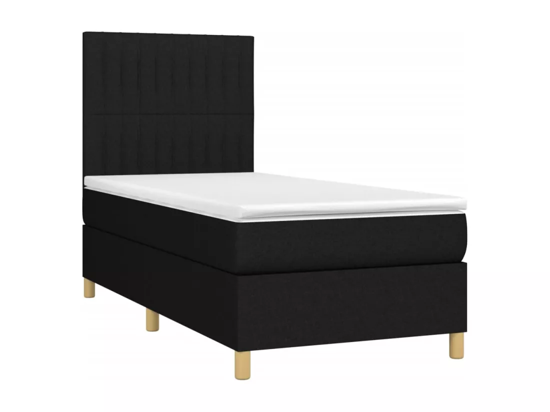 Sommier tapissier avec matelas et LED Noir 90x190 cm Tissu